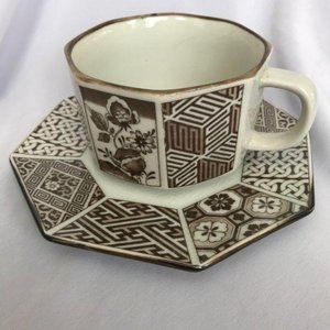 4-Piece Japanese Tea Cups and Saucers 12oz Decorative Set Gift Coffee